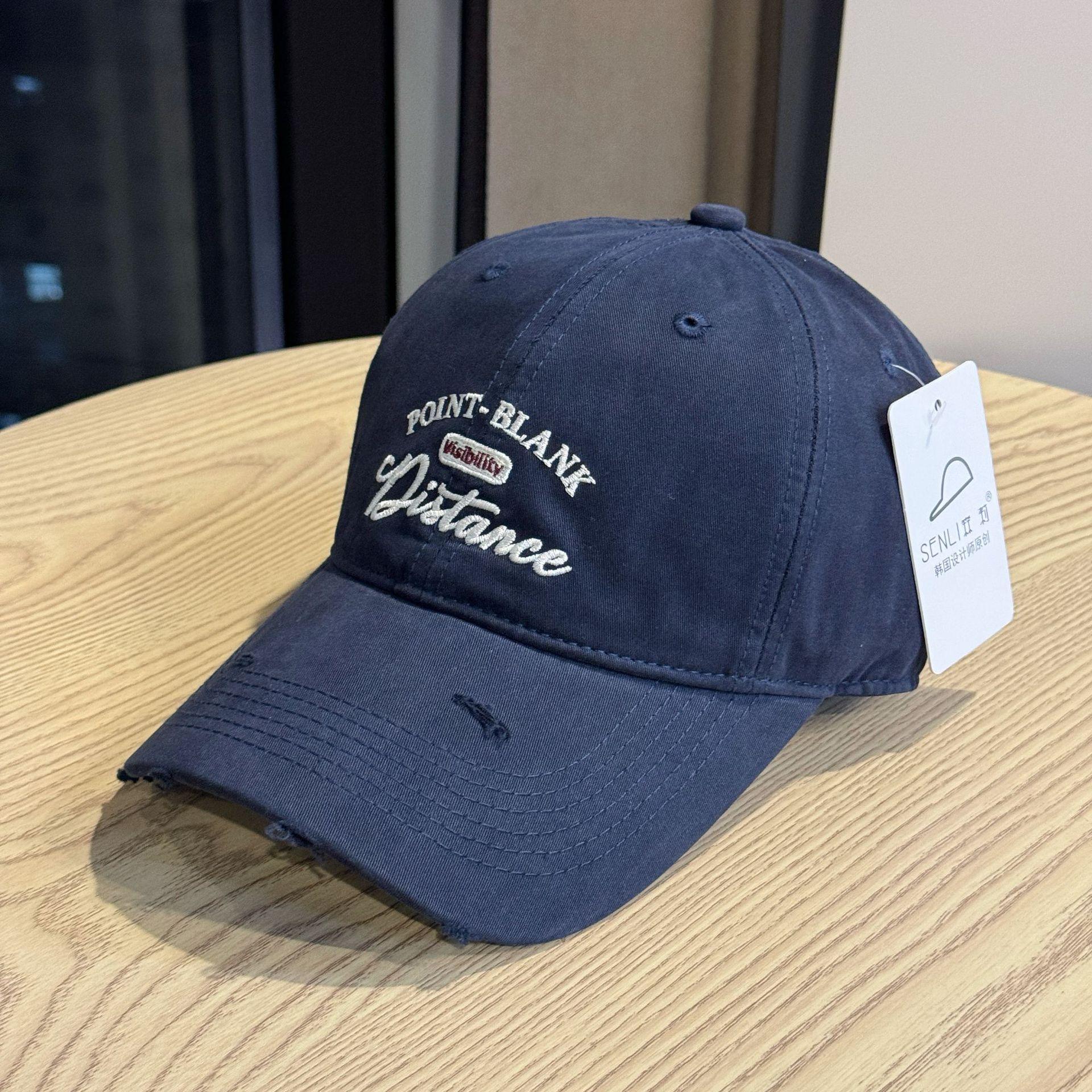 

Vintage Distressed POINT-BLANK Distance Embroidered Baseball Cap, Adjustable Washed Cotton Dad Hat for Men & Women L Темно-синій