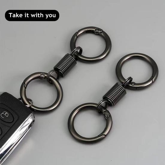 6Pcs Retro Spring Double Ring Keychain Zinc Alloy Anti-Lost Stretchy Key Organizer with Lobster Clasp Multi-functional Tool