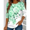 Summer Women's T Shirt Floral Graphic Plants Stylish Casual Long Sleeve T-shirts Round Neck Regular Tops Flower Printed Pullover
