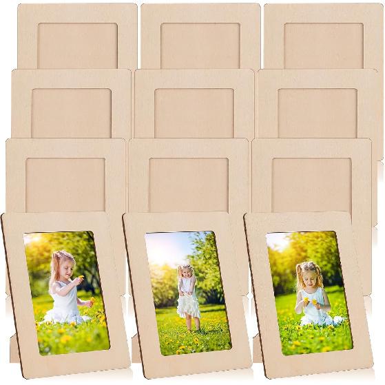4 X 6 Picture Frames, 12 Pack Wooden Picture Frames, Small Picture Frame Unfinished Wood Photo Frames, Display Pictures Photo Frame Craft Frames Set