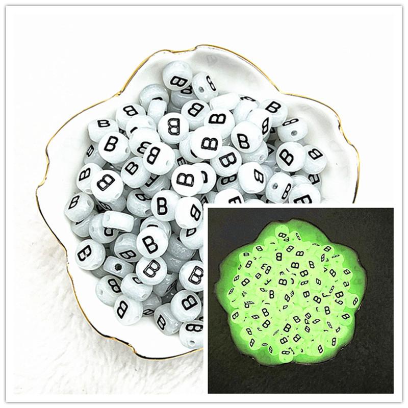 100 Stück 7x4mm A-Z Leuchtende Perlen Buchstabenperlen Acryl Abstandshalter Perlen Für Schmuckherstellung DIY Anhänger Armband