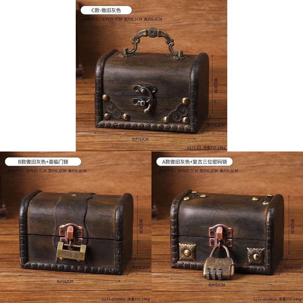 Vintage Holzaufbewahrungsbox mit Deckel für Schmuck und Accessoires Home Office Organisation