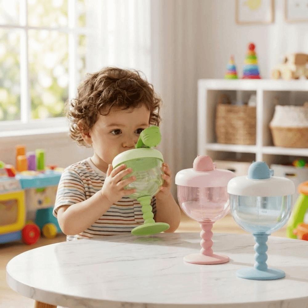 Leak-proof Learning Drinking Cup No-Spill Goblet Cup Durable High-heel Cup Daily Use