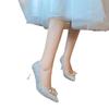 Champagne Gold Two in One Thin High-heeled Bridal Wedding Shoes Crystal Shoes Wedding Dress High Heels Women's Pumps