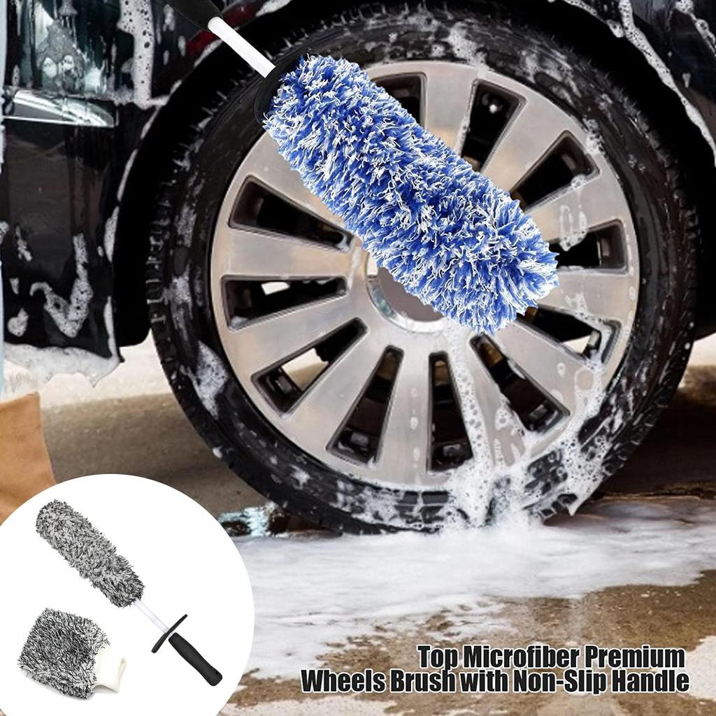 Perie Spălare Auto Microfibră Premium Perie Roți Mâner Moale Antiderapant Ușor De Curățat Spălare Spițe Roți Auto Accesorii Auto