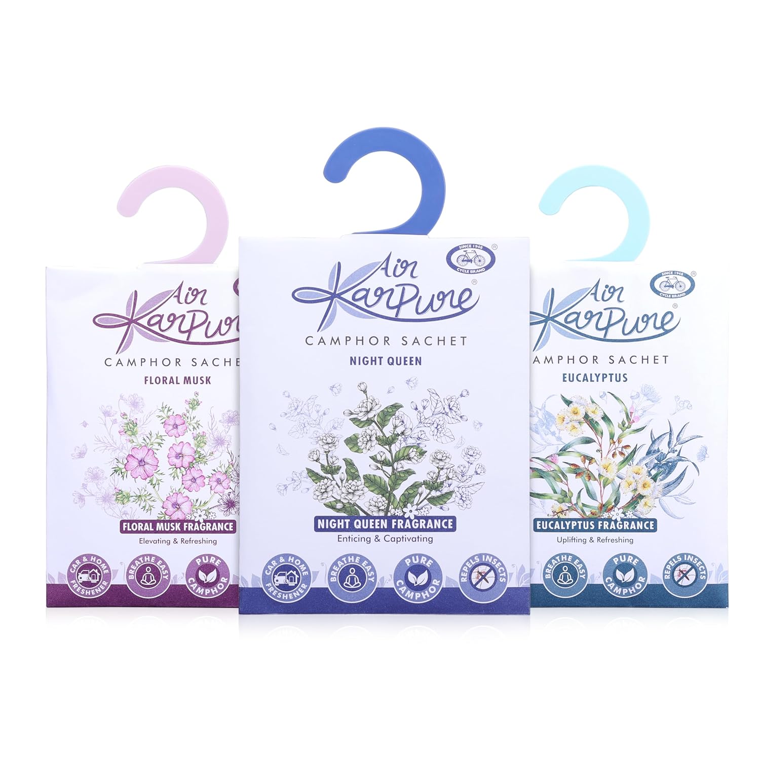 

Cycle Pure Karpure Camphor Sachet Pack of 3 Air Freshener for Home Wardrobe Office Car 30 Days