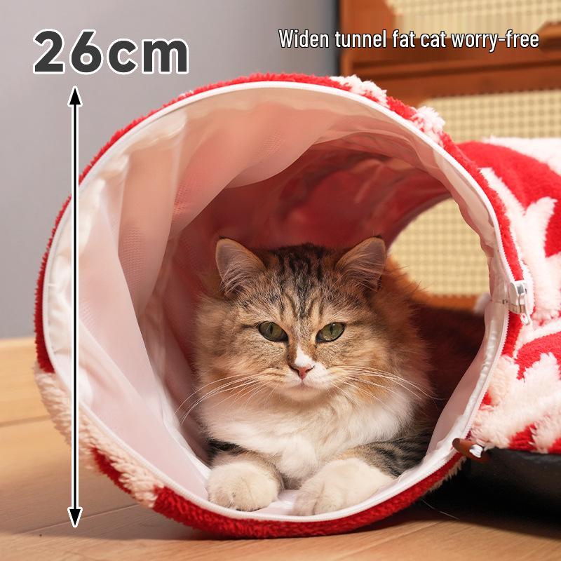 Christmas Tree Cat Tunnel & Bed - Flannel, Warm, Foldable, Custom Design