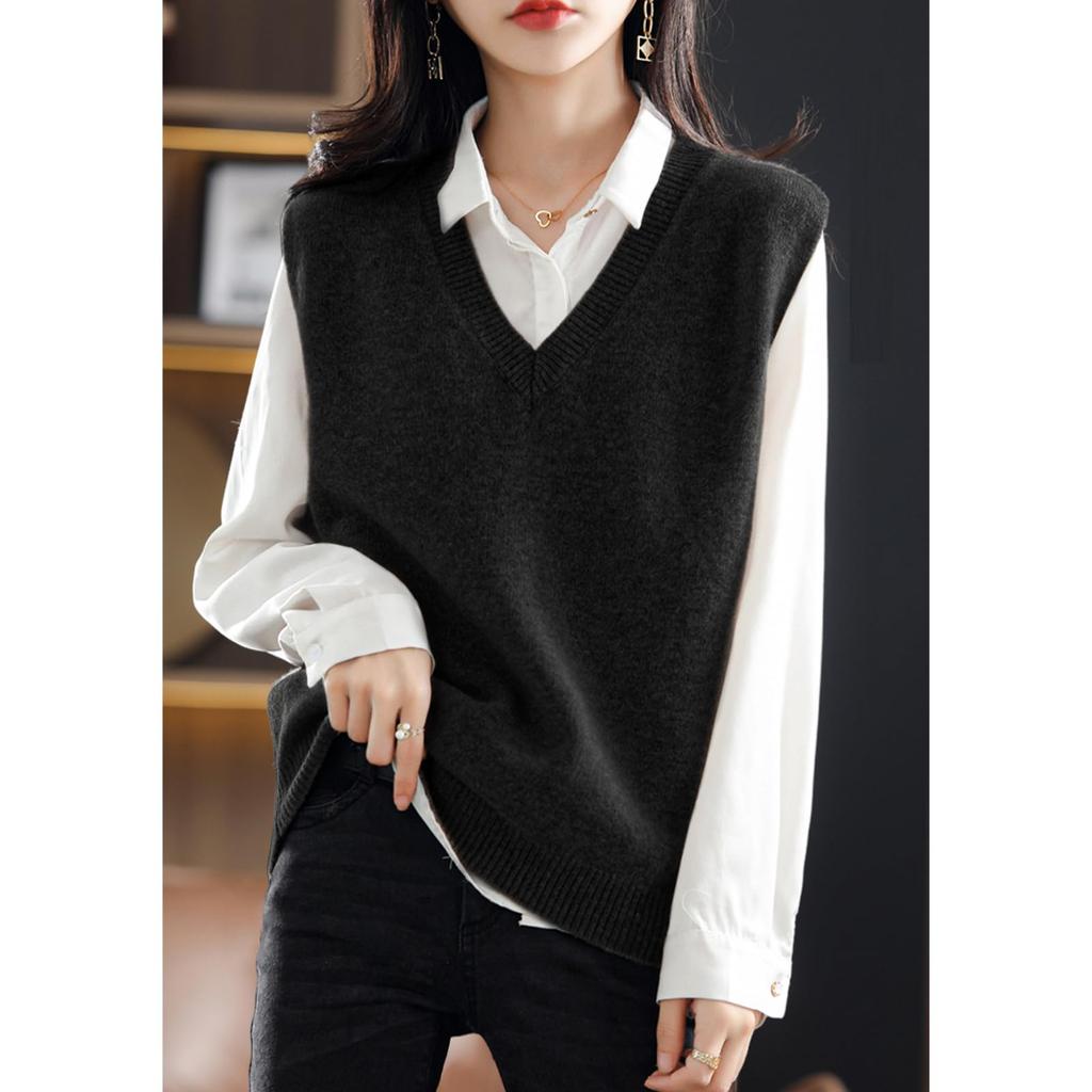 SeiunAn Knit Perfect for and This Solid Color Top with Sleeveless Design Is Stylish and Loose Perfect for or This Gilet Is Perfect for Office or