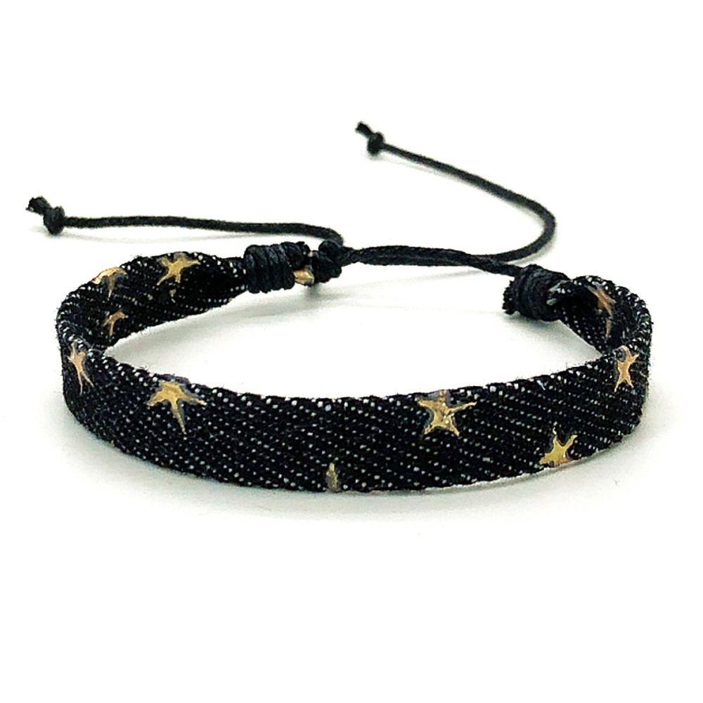 

Простой джинсовый плетеный браслет, эластичный регулируемый браслет из тесьмы, модная звезда, джинсовый плетеный браслет 3