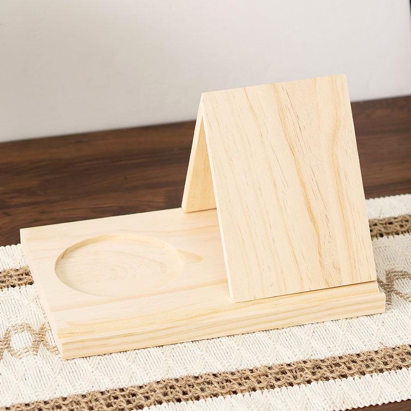 Acacia Wood Triangle Bookshelf & Coaster - Multifunctional Solid Wood Bookshelf for Bedroom or Kitchen with Recipe Rack & Bookmark Holder.