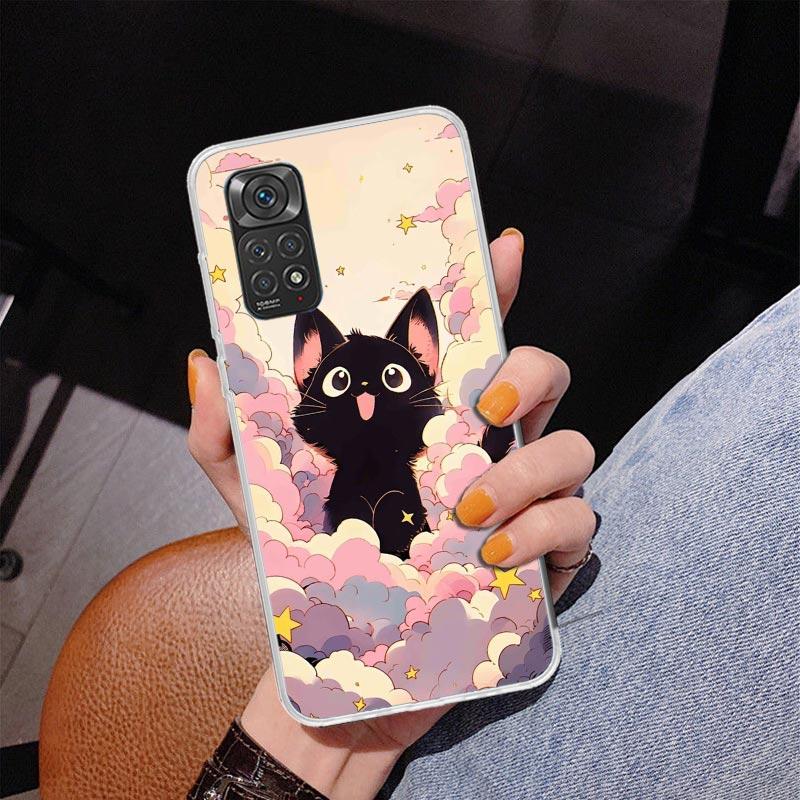 Anime Cute Black Cat Meow Phone Case For Xiaomi Redmi Note 15 14 13 12S 12 11 Pro Plus 14S 11S 11E 10 10S 11T 5G Personalized Co