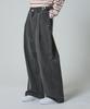 Unknown Planet Side-Belted Double-Pleat Wide Denim Pants Gray