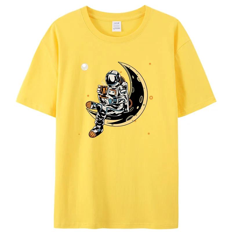 Summer Men's T-shirt Short Sleeve Tees Men's Loose T-shirt Men's Tops New Brand Men's Space Astronaut T-shirt