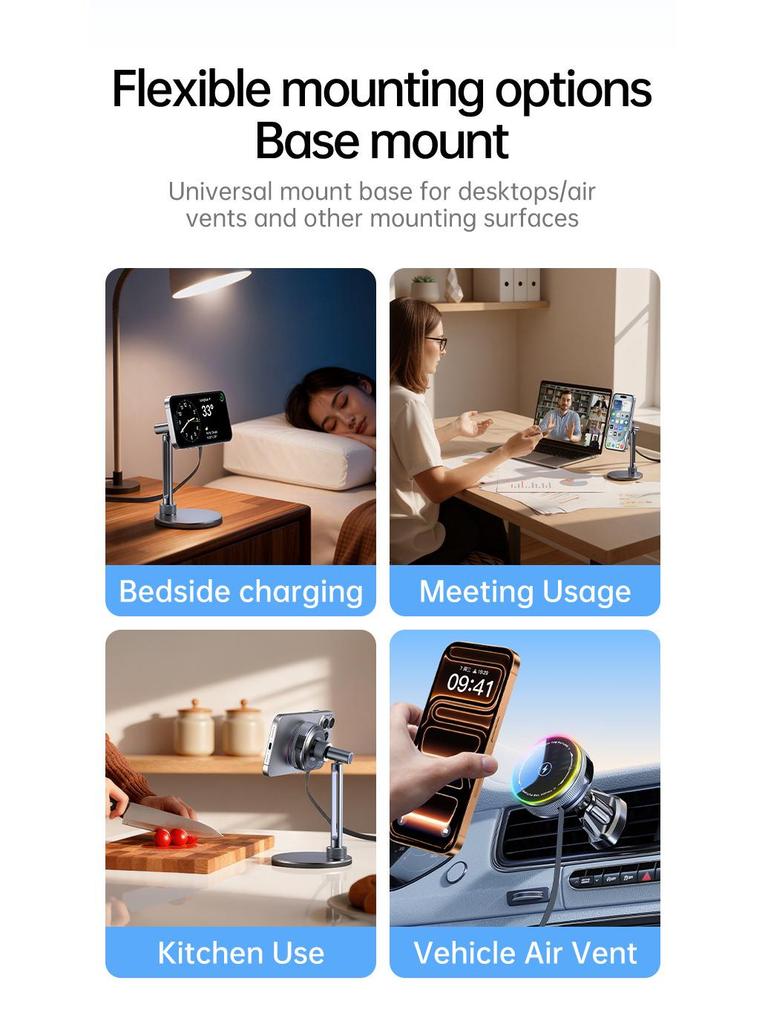 15W Magnetic Wireless Charger with 17mm Ball Base