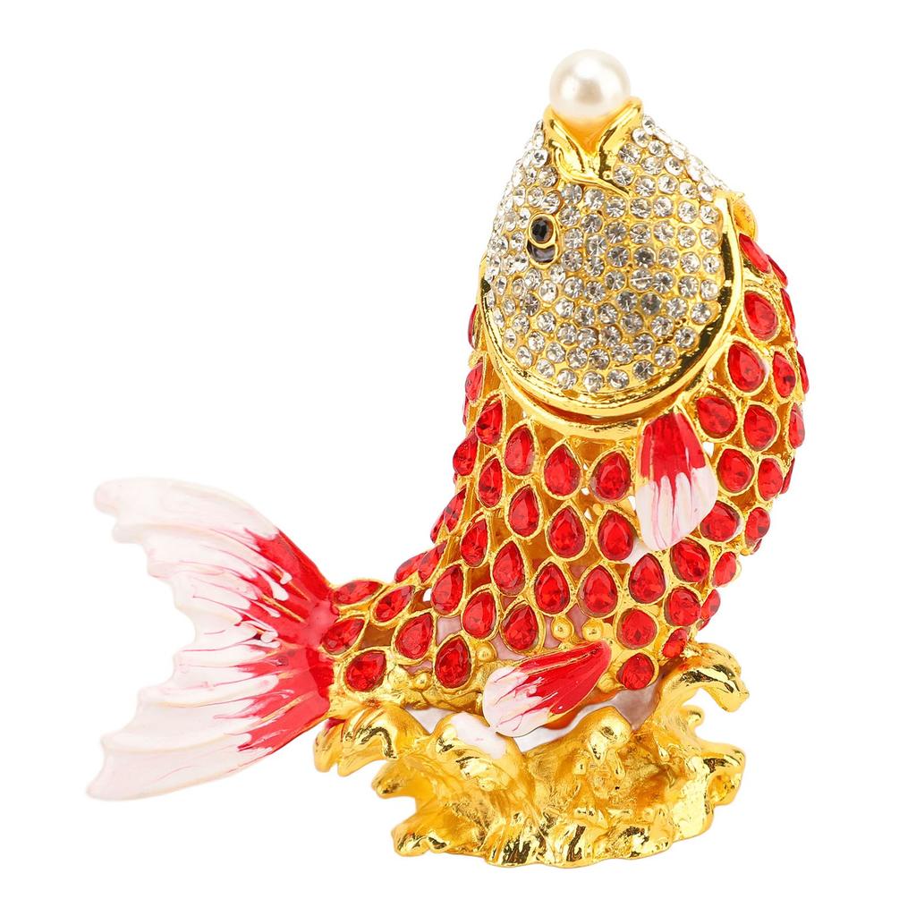 Fish Trinket Box Animal Figurine Jewelry Box Hand Painted Trinket Holder Home Decoration Ornament Jewelry Box for Rings