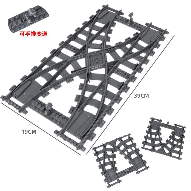 City Trains Diy Building Blocks Straight Curved Rail Bricks Parts Bridge Tunnel Model Soft Flexible Cross Tracks Railway Moc Toy