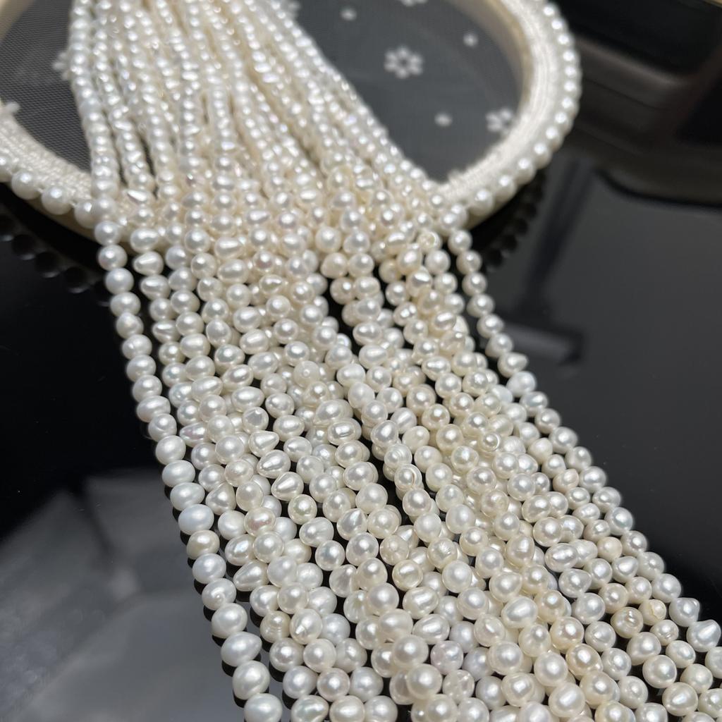 1String, White Natural Freshwater Pearls Beads,4-5mm, for DIY Necklaces Bracelets, Jewelry Making 36cm