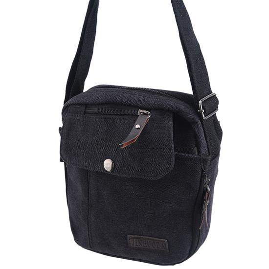Vintage Small Canvas Messenger Bag for Men Lightweight Canvas School Single Shoulder Bag for Travel Work