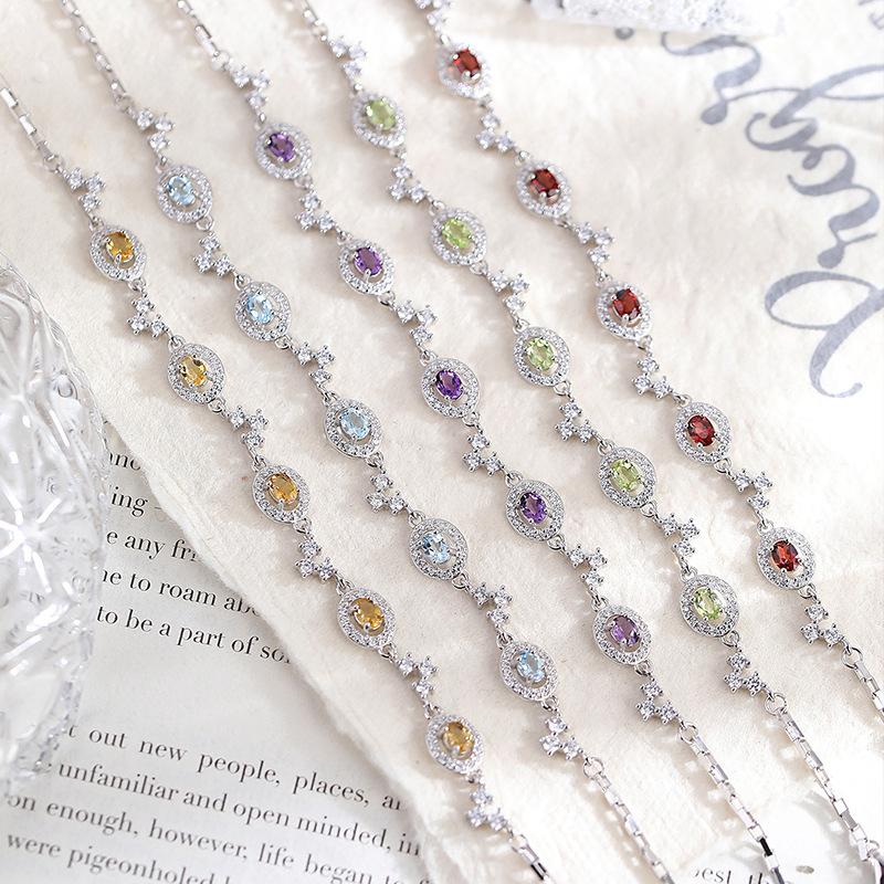 High-end design natural crystal stone bracelet women's s925 sterling silver new fashion personalized hand jewelry