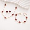 3 PCS Light Luxury Flower Bracelet Sets for Women Fashion Lucky Five-leaf Clover Earrings Necklace Friendship Party Jewelry