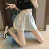 with Pockets High Waist Shorts Fitness Drawstring Short Pants Simple Wide Leg Shorts Women  Ladies