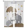 Niedliche Elefanten mit Regenschirm, transparente Vorhänge für Schlafzimmer, Wohnzimmer, Tüllvorhänge für Küche, Fenster, Voile-Vorhänge