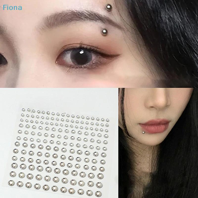 Metallic Fake Piercing Stickers,Self-Adhesive Face Jewels,Non-Pierced Nose Lip Eyebrow Studs for Makeup,Party,Rave,Cosplay