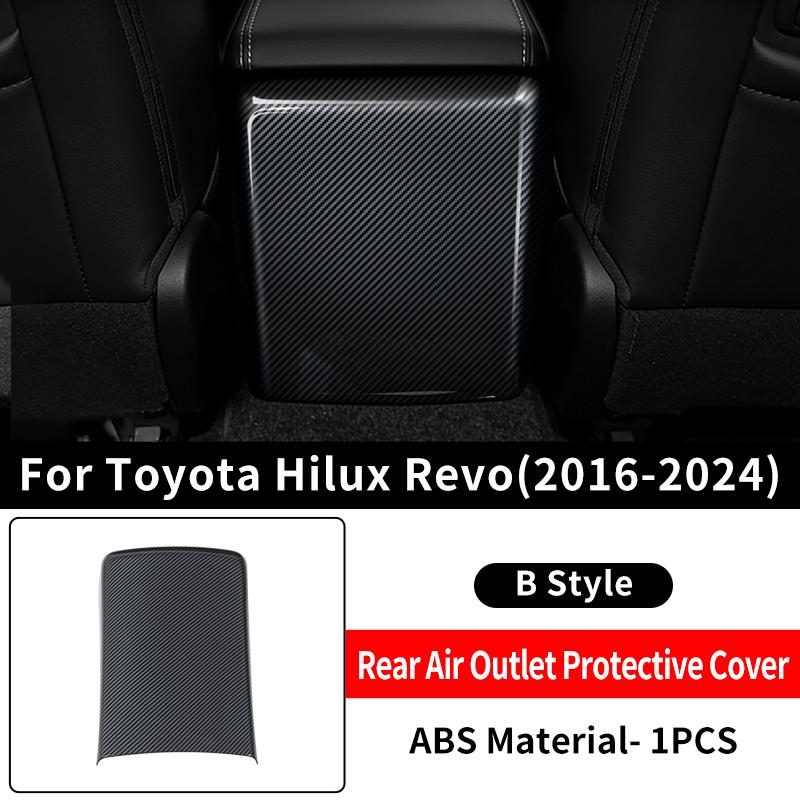 For Toyota 2016-2024 Hilux Revo Pickup Truck Rear Air Vent Outlet Panel Carbon Fiber Texture Anti-Kick Interior Trim Accessories