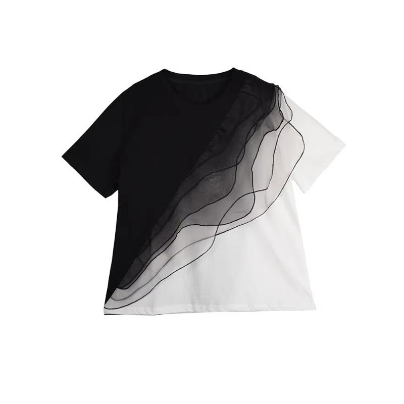 

Xitao Лоскутная футболка из сетки контрастных цветов GYX1667 One Size чёрный