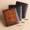 Genuine Leather Wallets for Men Vintage Short Multi Function Business Purse RFID Blocking Zipper ID Credit Card Holder Money Bag