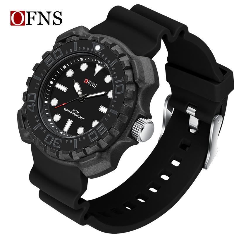 OFNS Quartz Luminous Silicone Strap Waterproof Sports Watch - Unisex Trendy & Simple Design