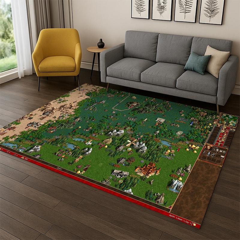 Retro Heroes of Might and Magic Map Game Carpet Rug for Bedroom Living Room Sofa Playroom Doormat Home Decor,Area Rug Non-slip