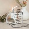 Heart-Shaped Decorative Ornament - "To My Uncle" Engraved, Modern Style, Tabletop Mounting, Multipurpose Use, Ideal for Father'S Day & Christmas Gift
