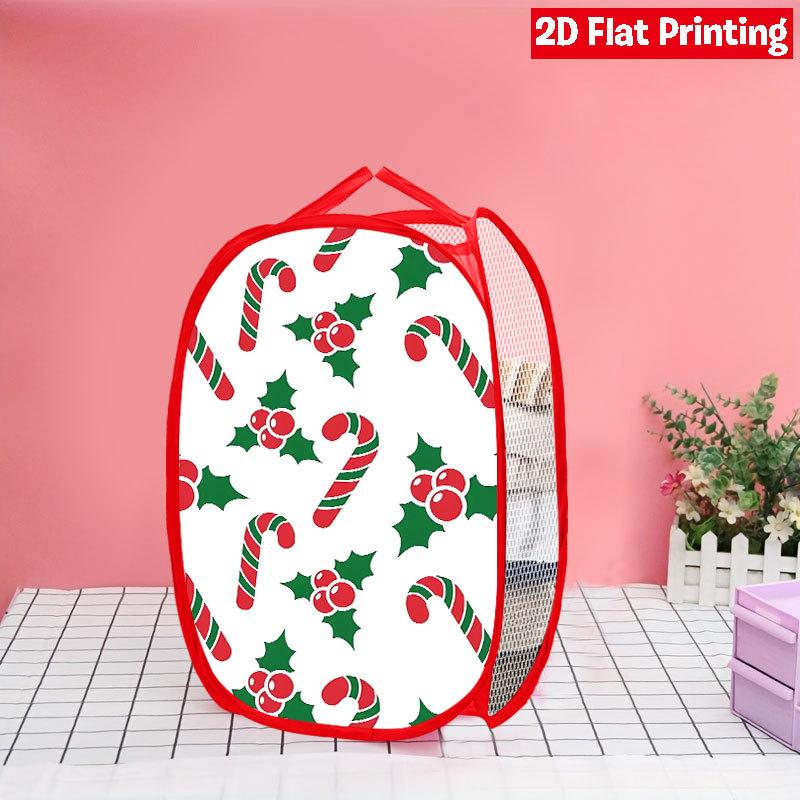 1Pcs Christmas Red Black Plaid Snowman Pop-Up Laundry Hamper Expandable Mesh Hamper Basket for Room Bedroom Bathroom Organization Contemporary Storage