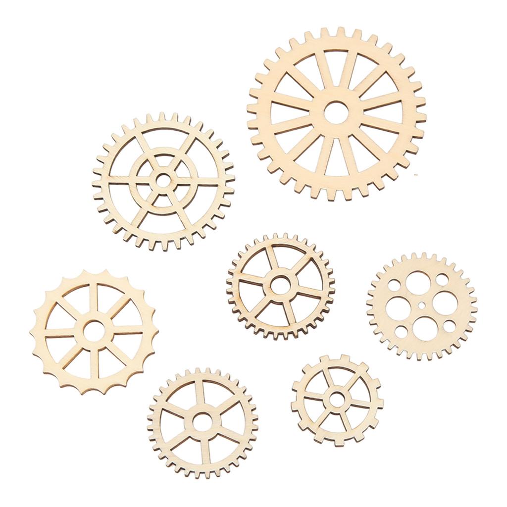 120Pcs Wooden Gear Embellishments Delicate Lightweight Gear Decoration Wood Slice Ornament