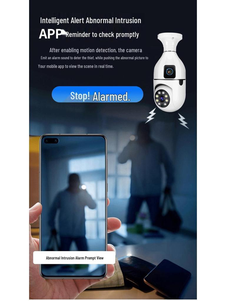 Tuya WiFi Smart Dual-Lens Nachtsicht E27 Glühbirnenkamera