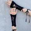 1Pieces Lolita Strapping Bow Fishnet Lace Fingerless Gloves Floral Elastic Mesh Handwear Mountaineering Gloves