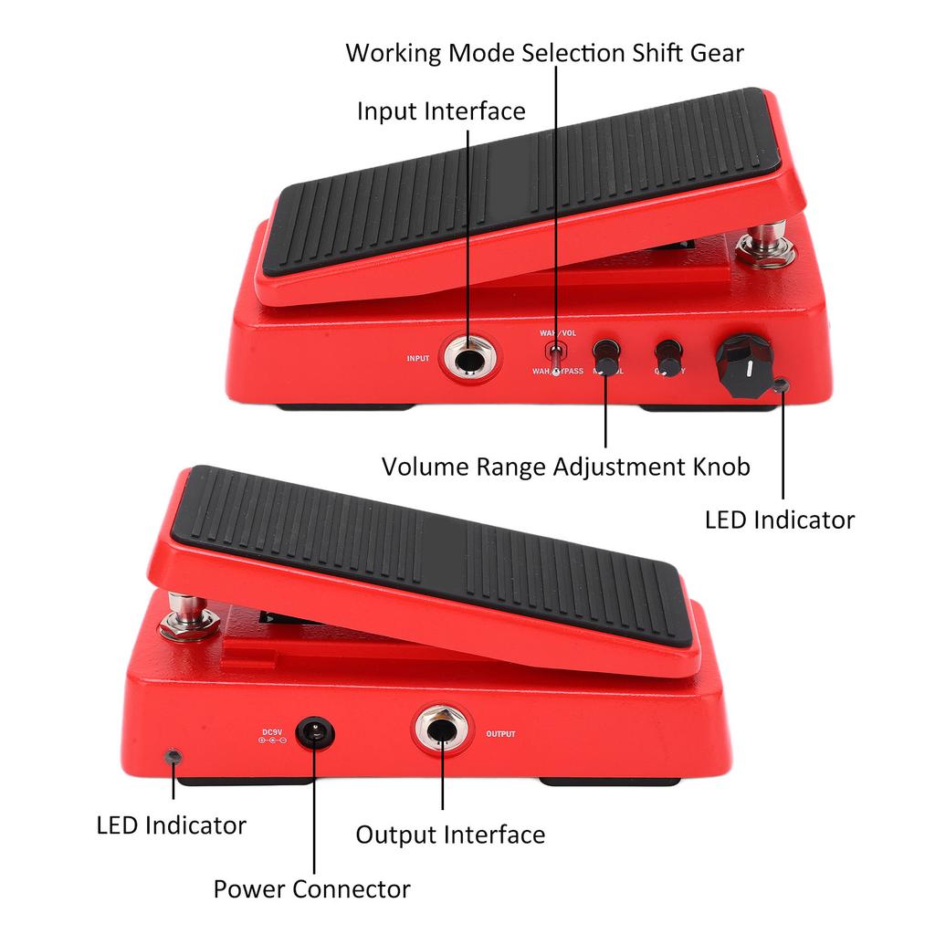 9V 18mA WAH Volume Pedal Multimode 6 Level Adjustable Frequency Guitar Tuning Accessories