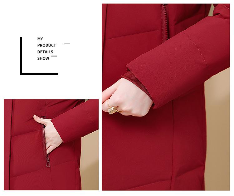 Luxury Women's Mid-Length Hooded Down Jacket - Premium White Duck Down