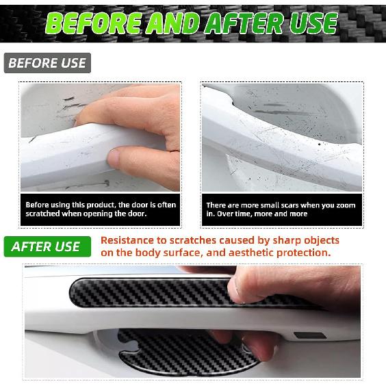 16Pack Car Door Protector - Black Carbon Fiber Door Handle Paint Protection Film, Black Door Handles Interior,Universal for Most Car Handle