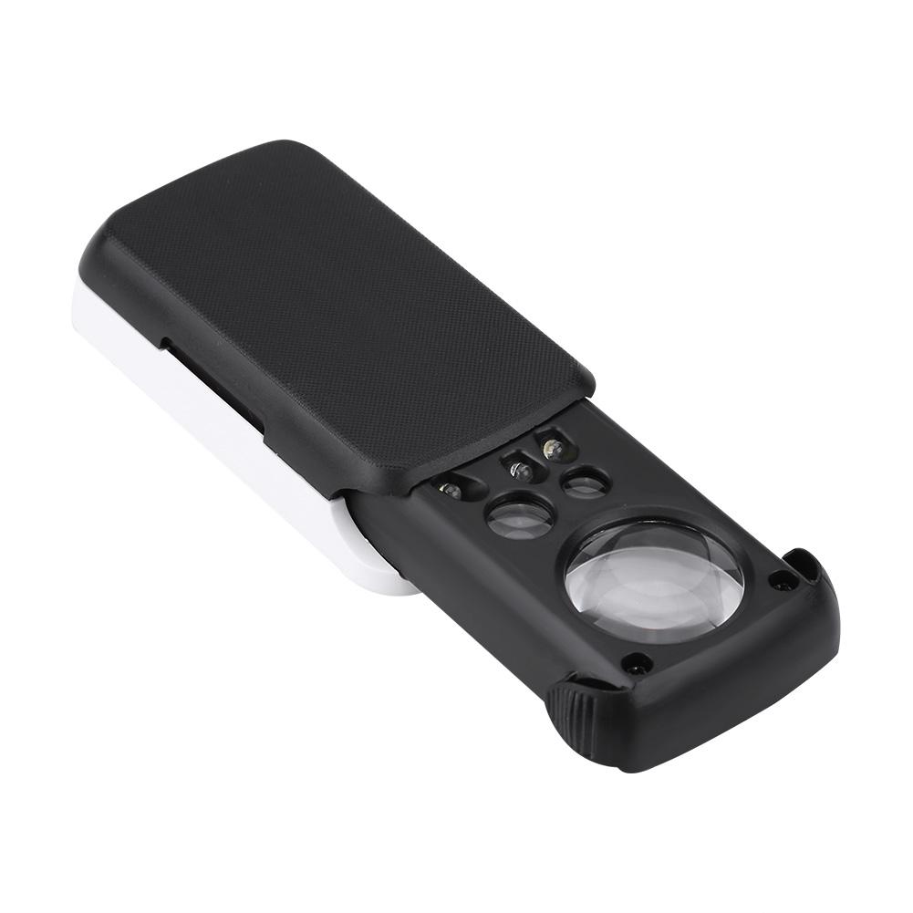 30x Celsius 60x Celsius 90x Magnifying Glass Jewelry Optical Magnifier Jeweler Tool LED Light Loupe (Black)