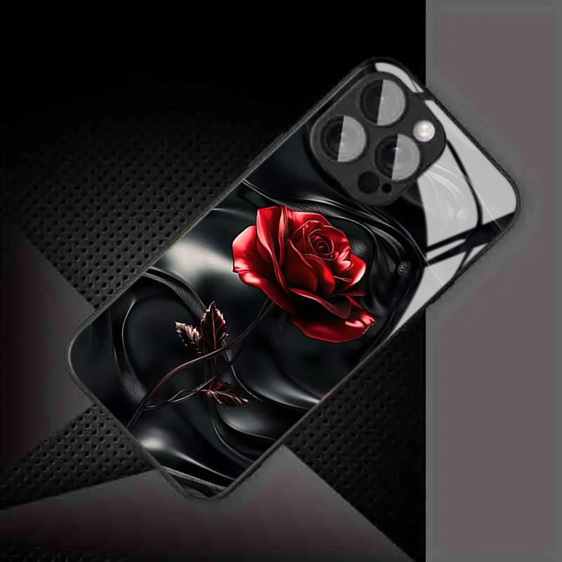 Premium Red Roses Tempered Glass Phone Case for iPhone 18 17 Pro Max 16 15 14 Plus 13 12 11 Pro Max 16E 17Air X XR XS 7 8 Cover
