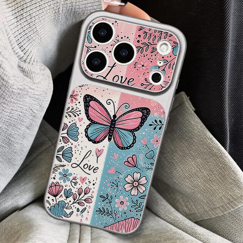 Glowing Tree Butterfly Leather Lanyard Case For iPhone 18 Pro Max Hybrid TPU+PU Anti-skid Soft Cover For iPhone 17 16 15 14 13 Pro Max