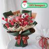 50Pcs Bright Color Faux Berry Branches 7 Head Fake Flowers Lifelike Simulation Berry  Holiday Season