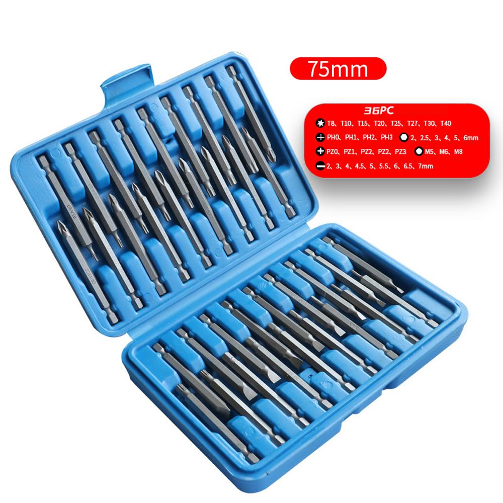 Multifunctional 75mm Carbon Steel Drill Bit Set High Hardness Hand Screwdriver Batchhead