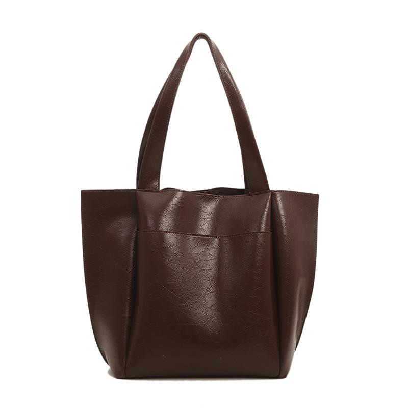 

Вместительные простые женские сумки, новые модные сумки, простые ретро атмосферные женские сумки через плечо коричневый