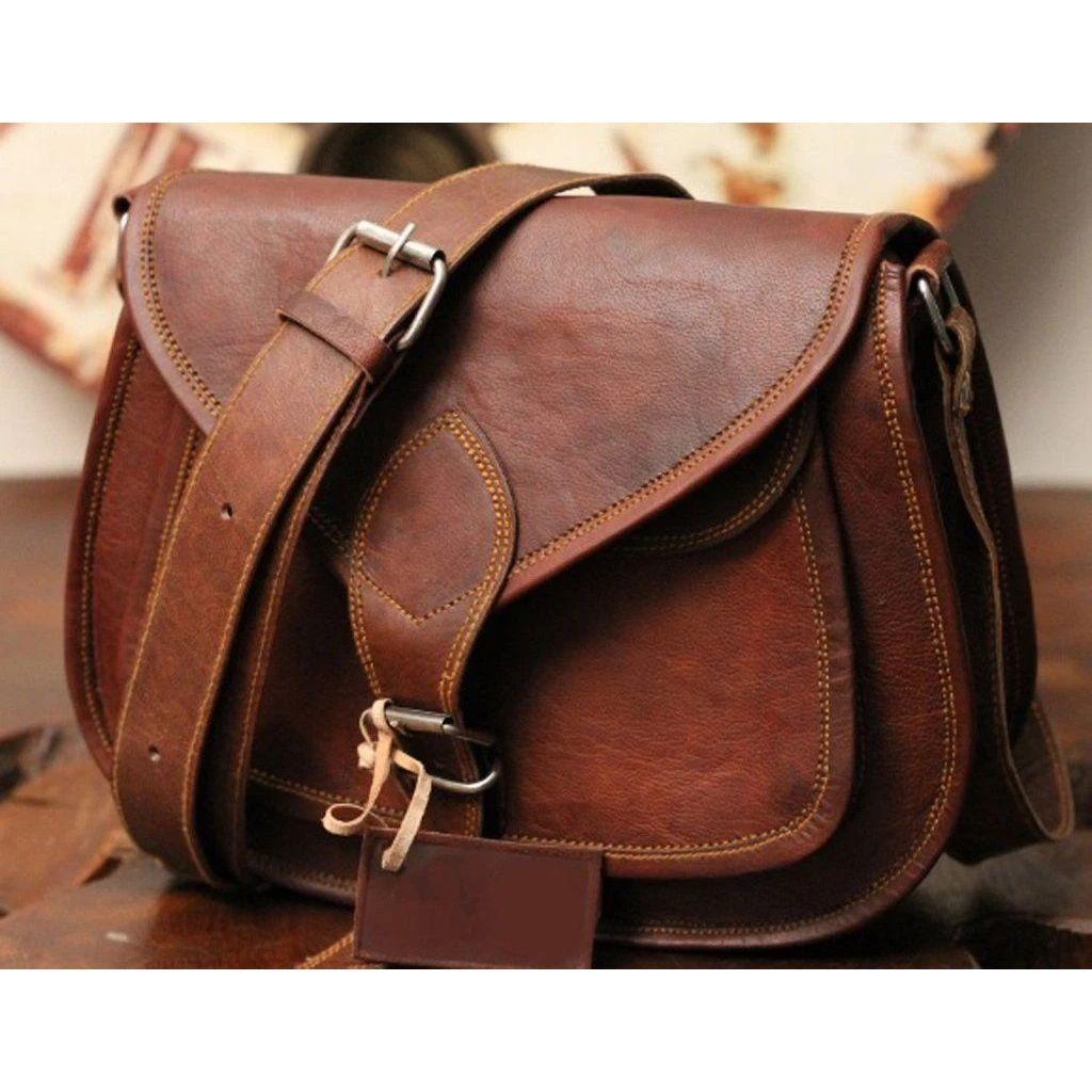 

Новый кошелек женский винтажный коричневый кожаный мессенджер кросс-боди ручной работы 9 x 7 x 3 in коричневый