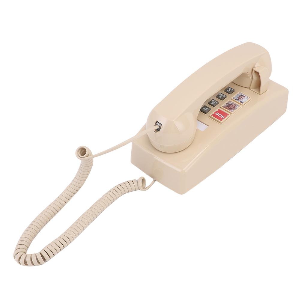 Retro Wall Phone Easy To Use 3 Levels Volume Wall Mounted Landline Telephone for Home Desk