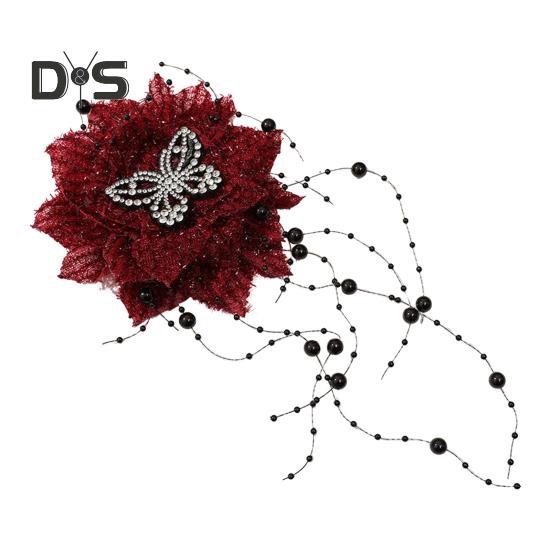 

Заколка для волос с кисточкой из перьев пиона для женщин и девочек, высокая заколка с косточкой, прочный зажим для волос в виде акулы, аксессуар для волос 11cm красный