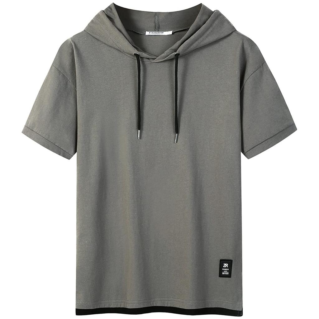 hoodie for summer hoodie for men [DIKAO] Short-sleeved men, clothing, short-sleeved t-shirt, hooded, plain, pullover, sweatshirt, simple, stylish,